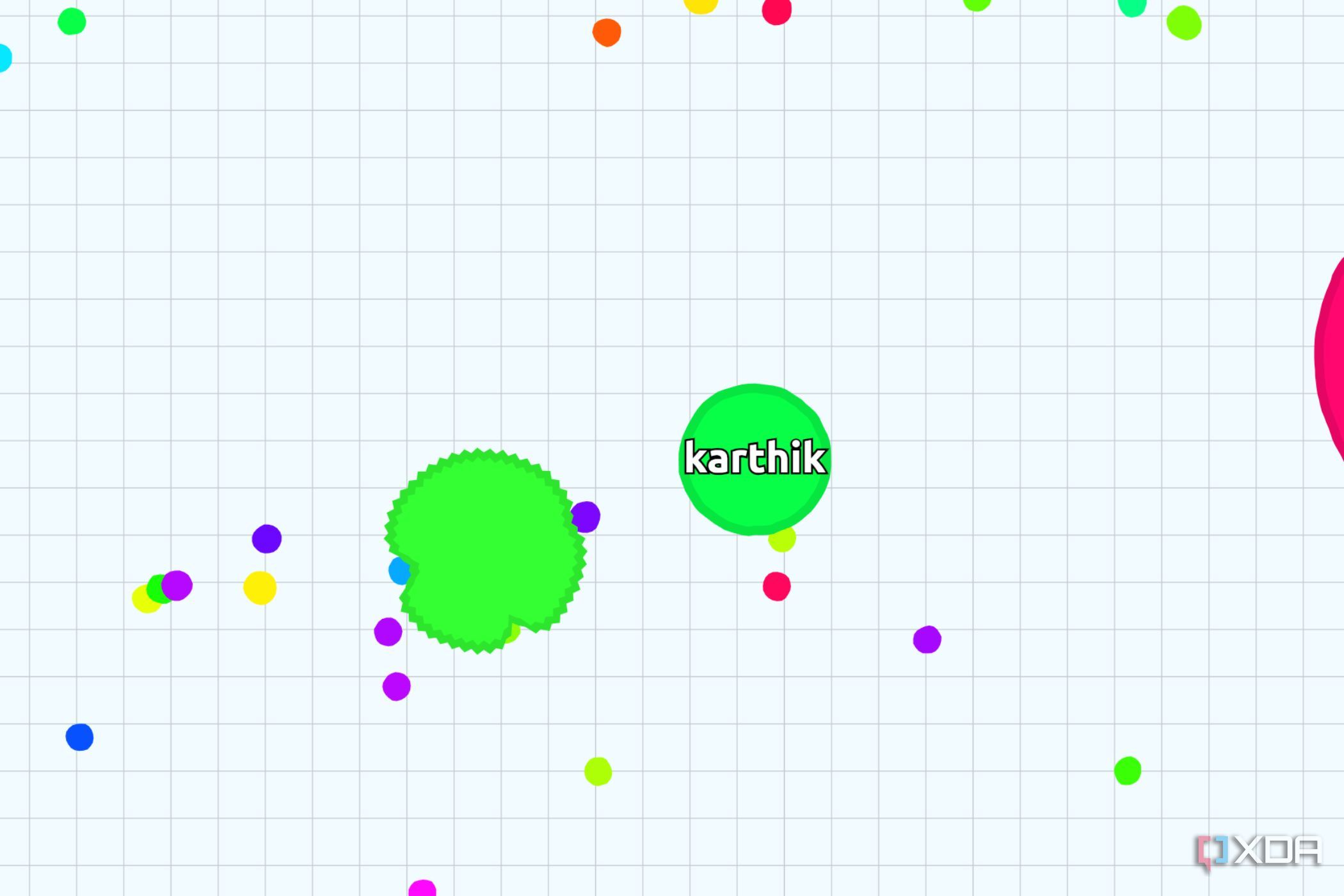 A screenshot showing the Agar IO main game.