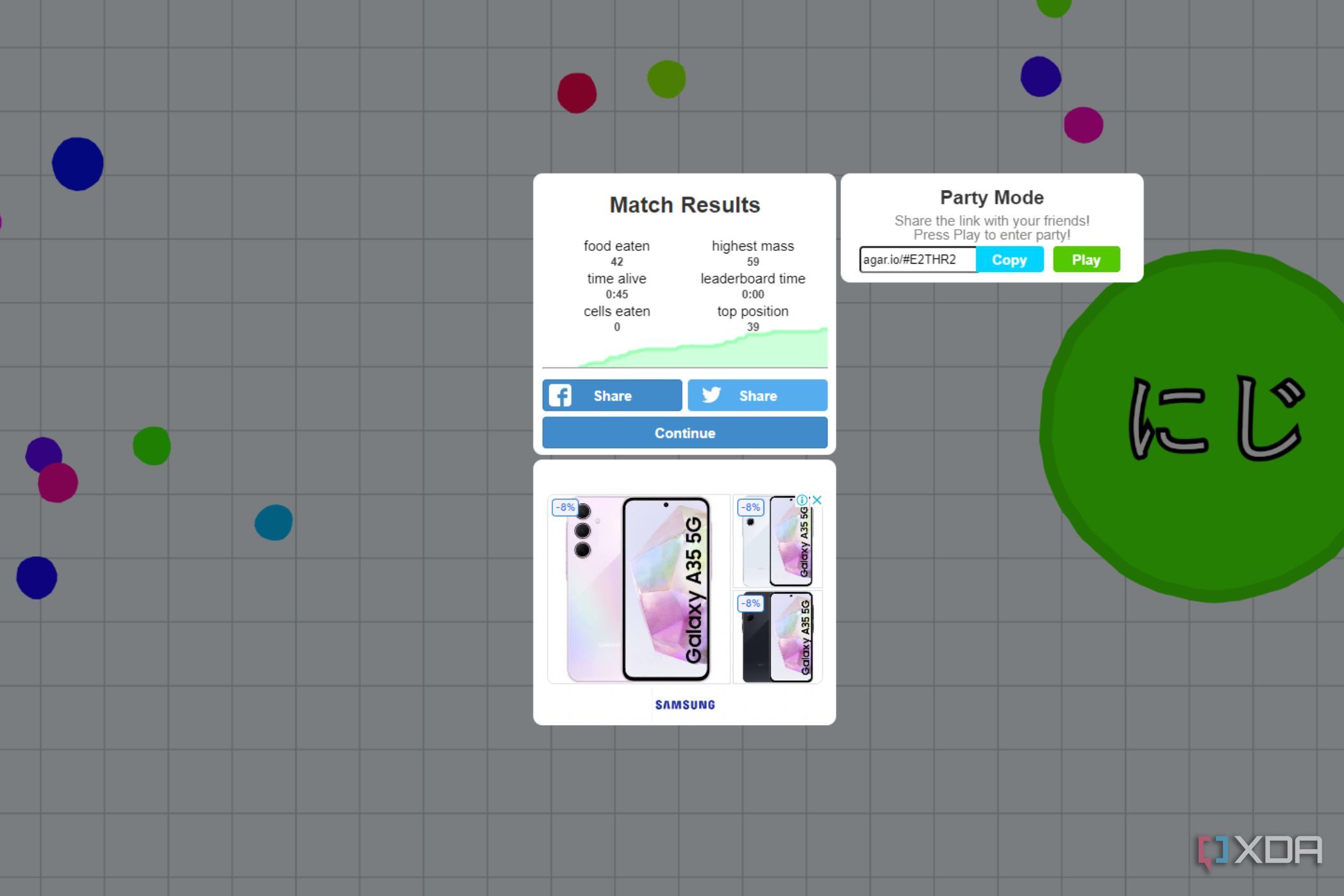 A screenshot showing the Agar IO summary page.