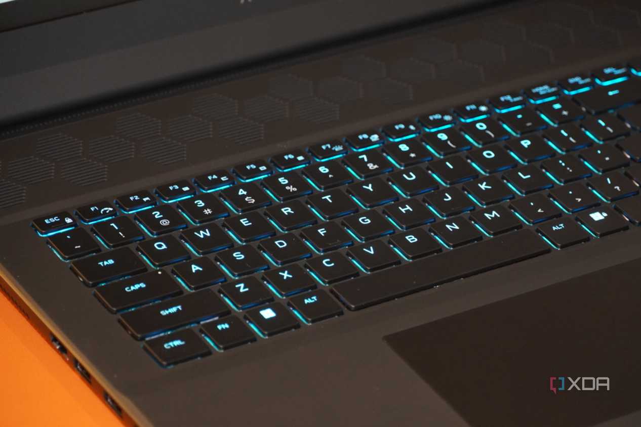 The left side of the Alienware m18 R2 keyboard.