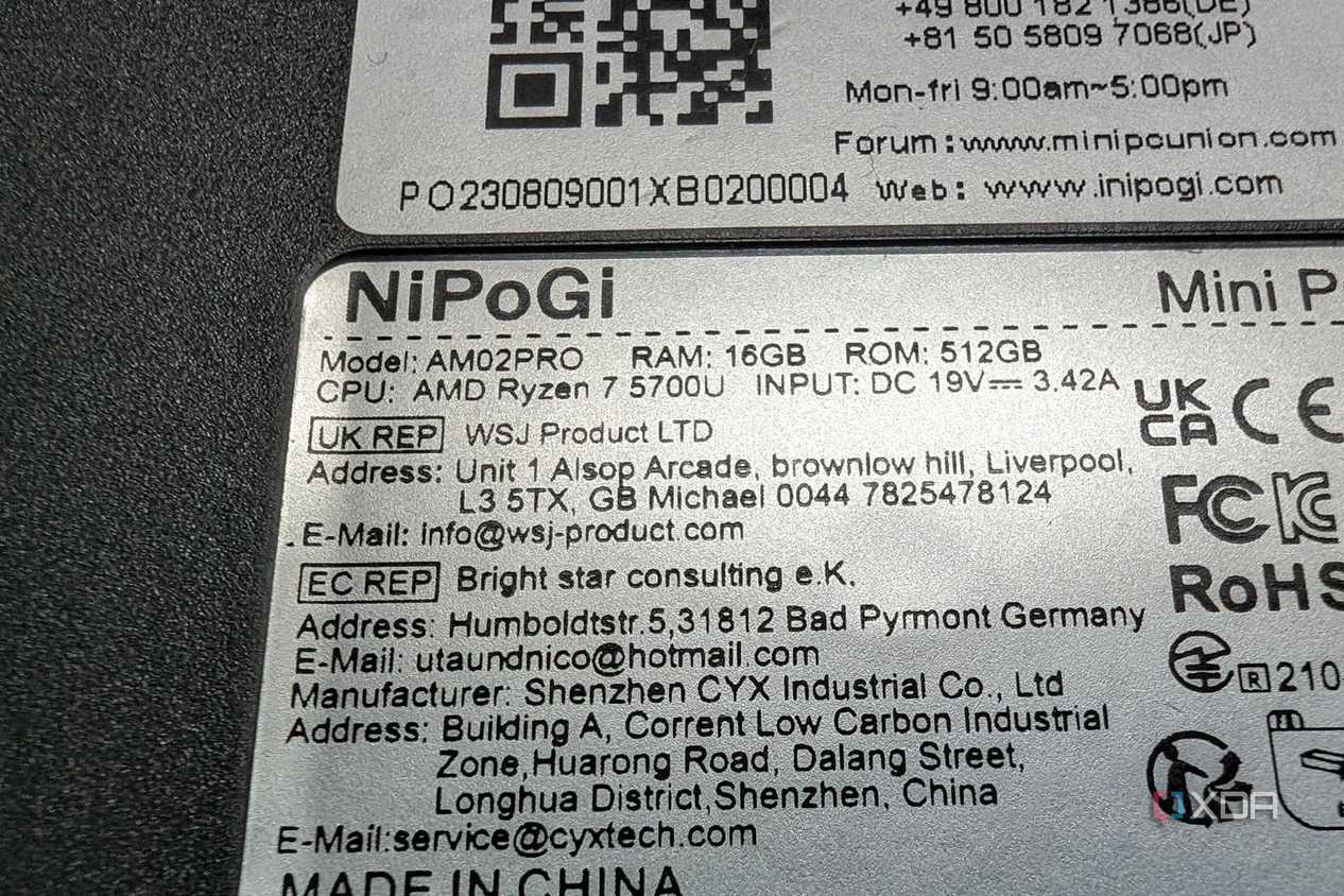 amd mini pc specs sticker