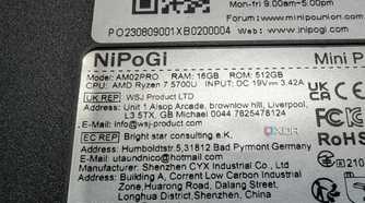 amd mini pc specs sticker