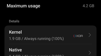 A screenshot showing the Android OS memory usage on OnePlus developer options.
