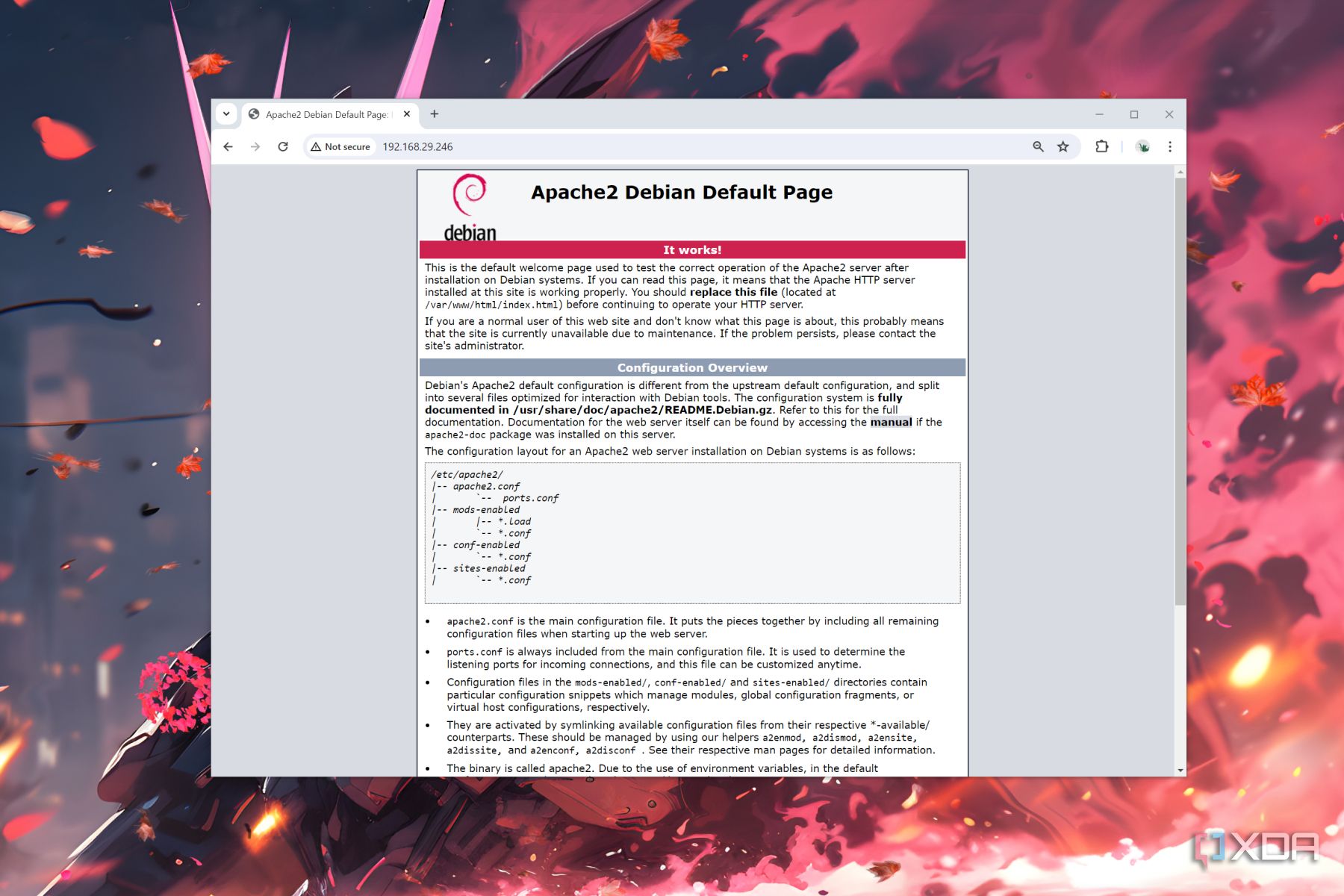 The Apache web server running on an SBC