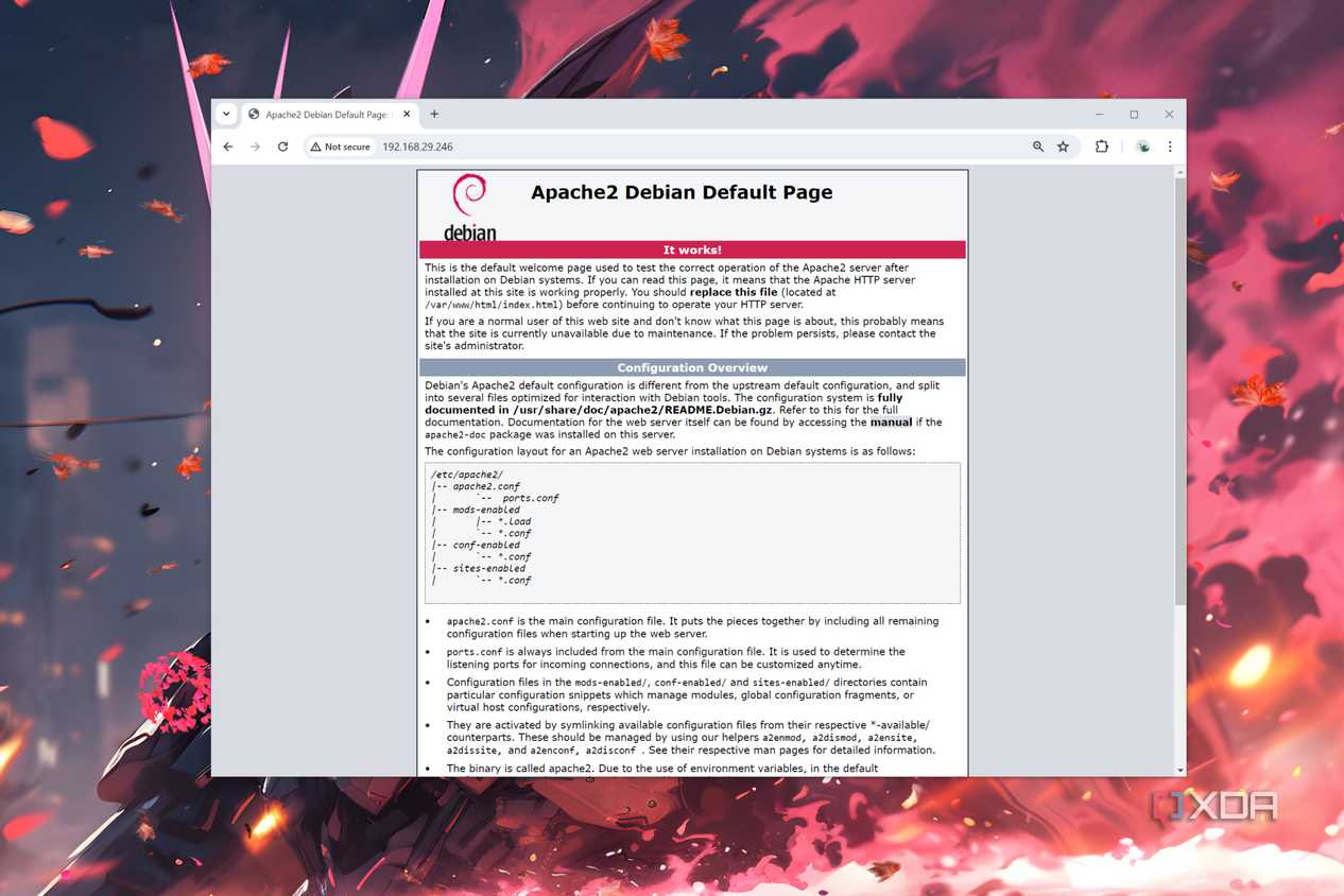 The Apache web server running on an SBC