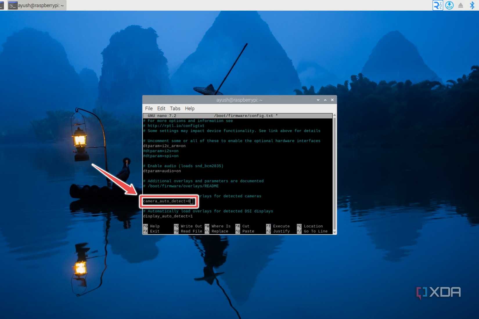 The procedure to disable the camera_auto_detect function