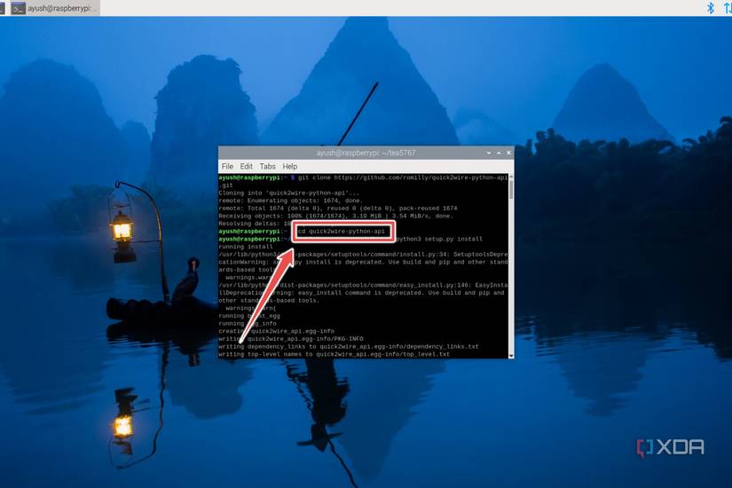 The command to switch to the Quick2Wire directory