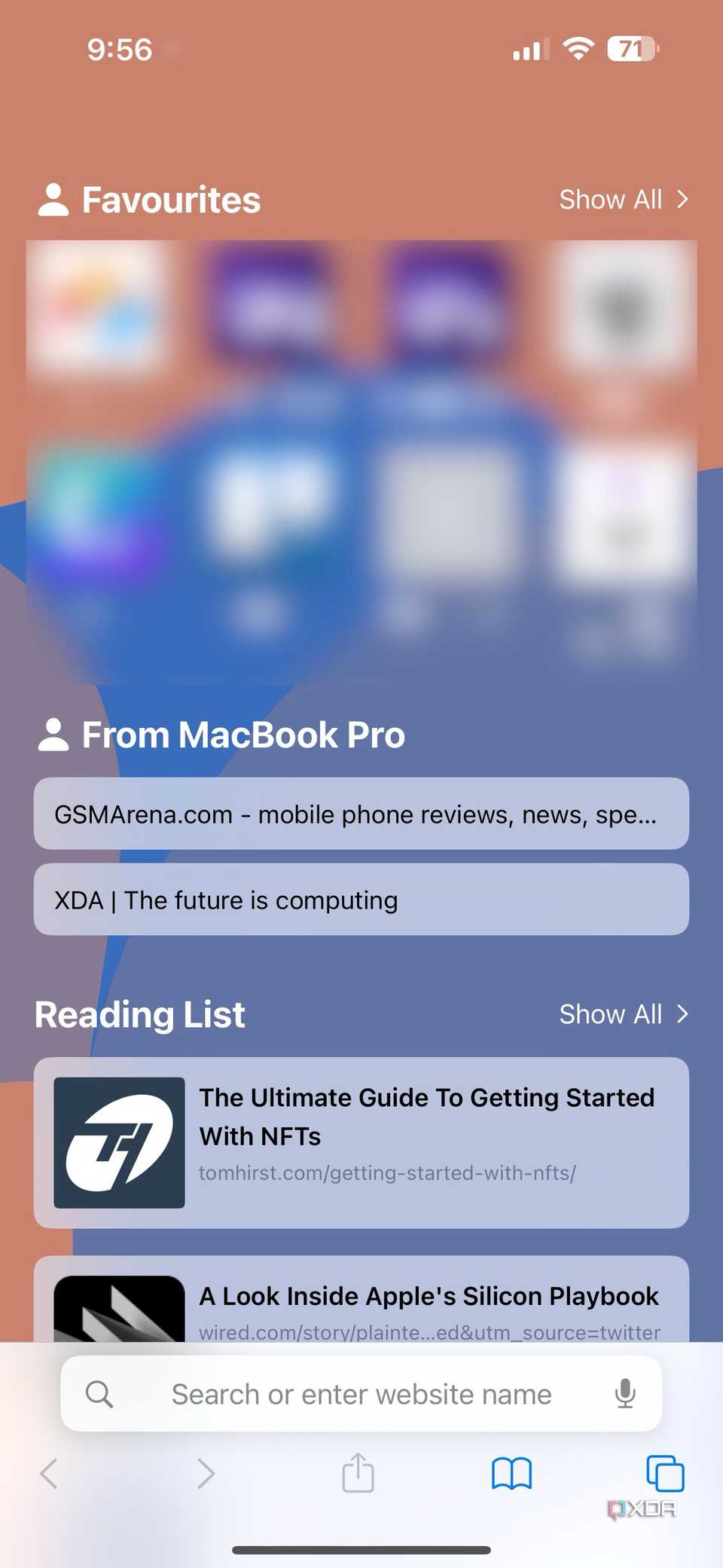 Safari iOS app home