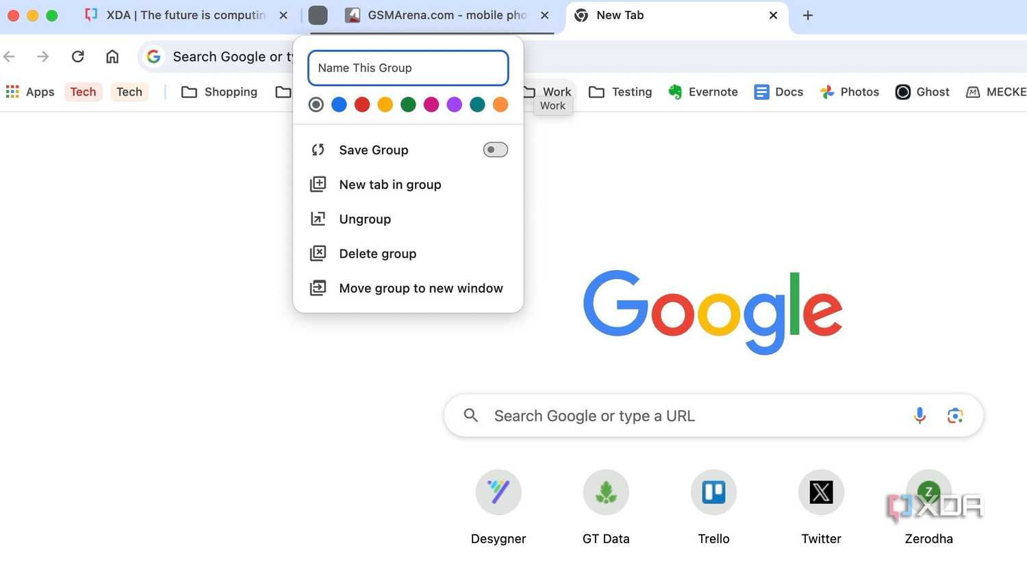 Create tab groups in Chrome