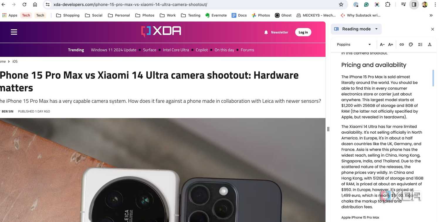Chrome reader mode