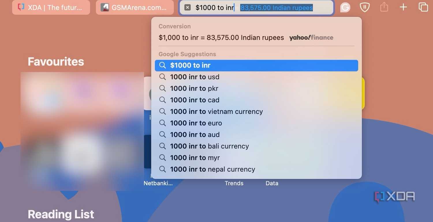 Instant conversion in Safari
