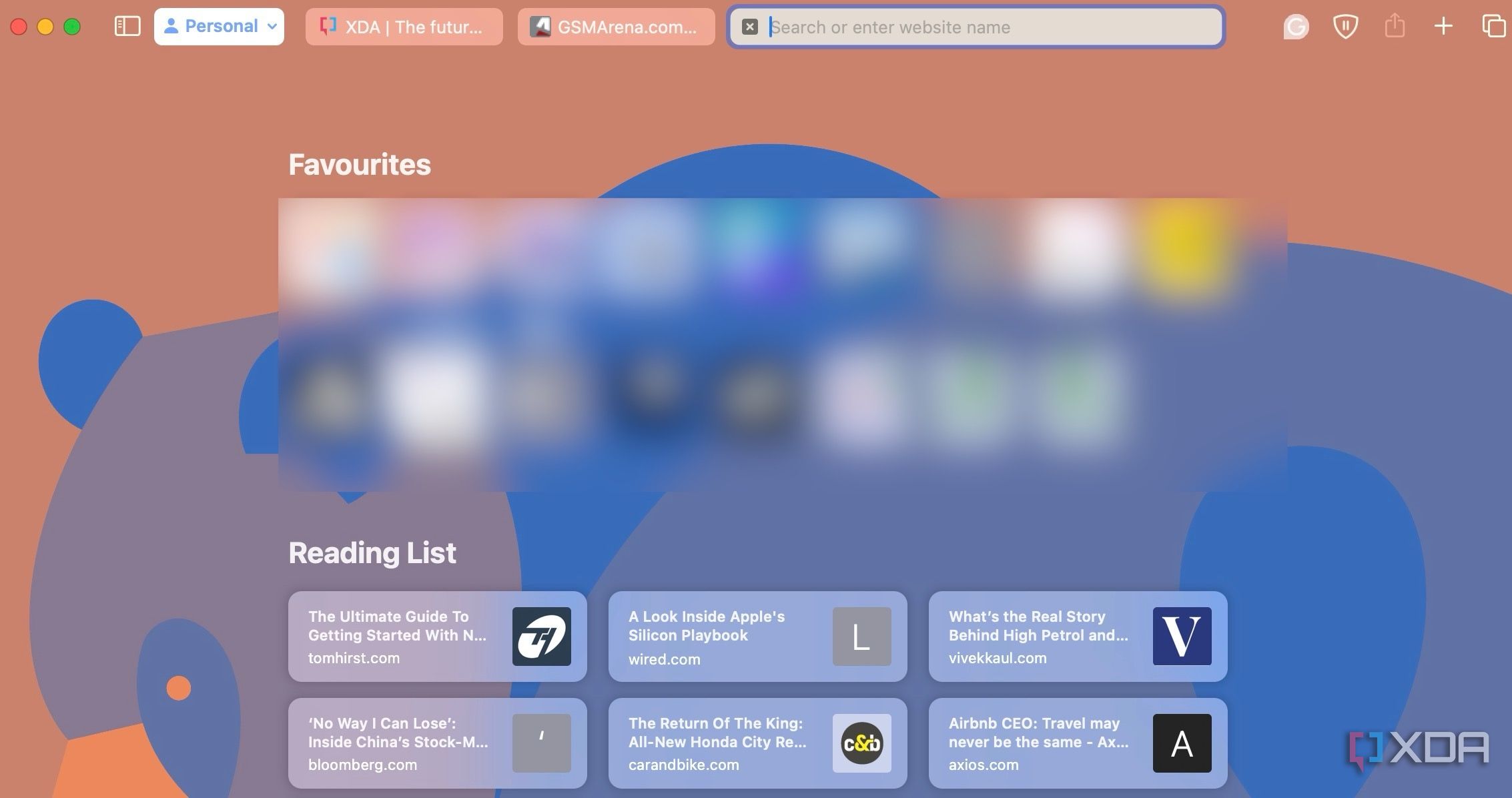 Safari homepage 