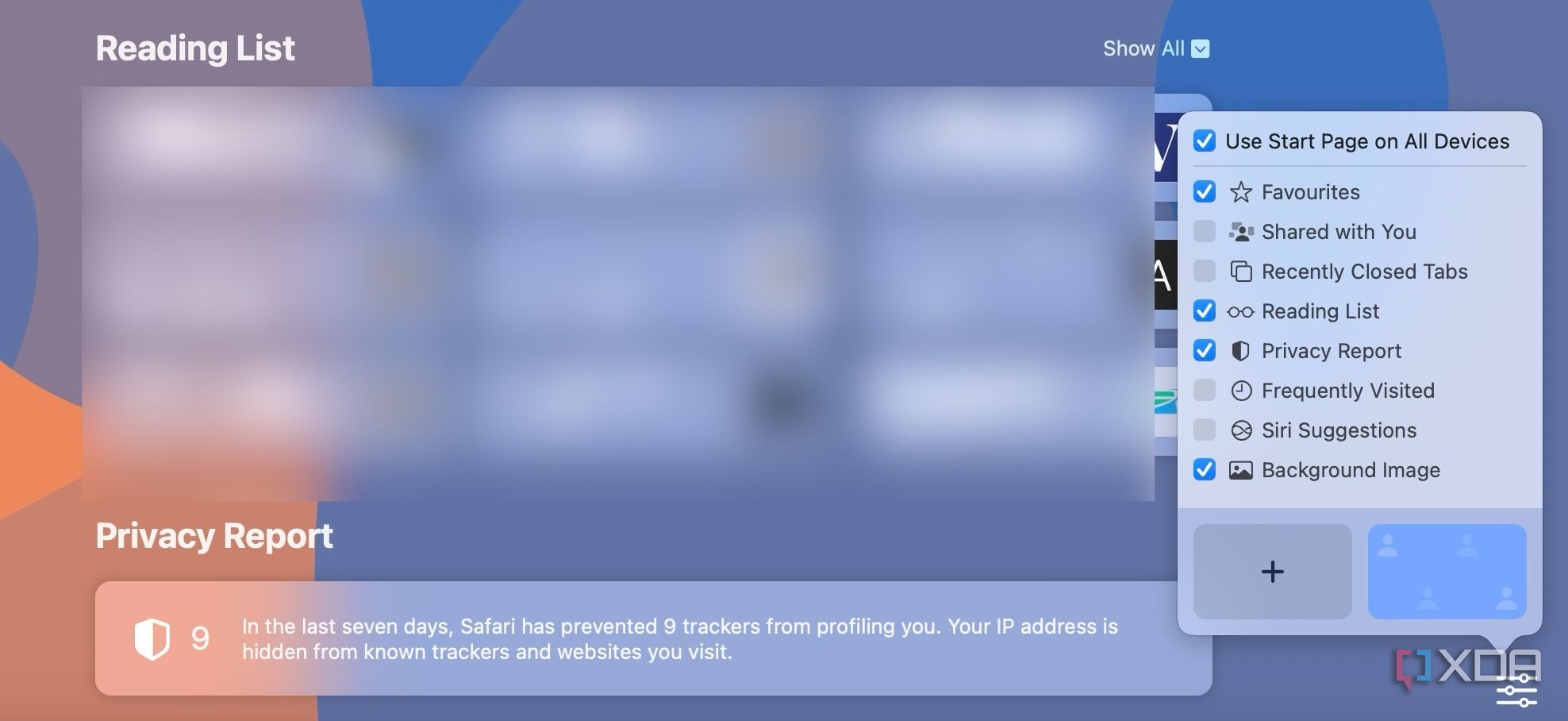 Safari home customization