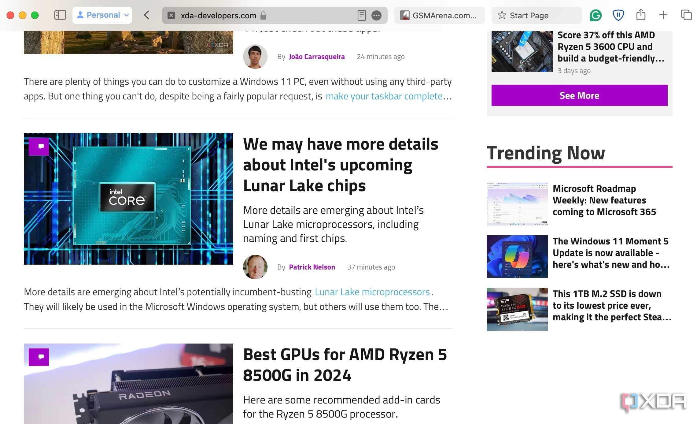 Webpage on Safari