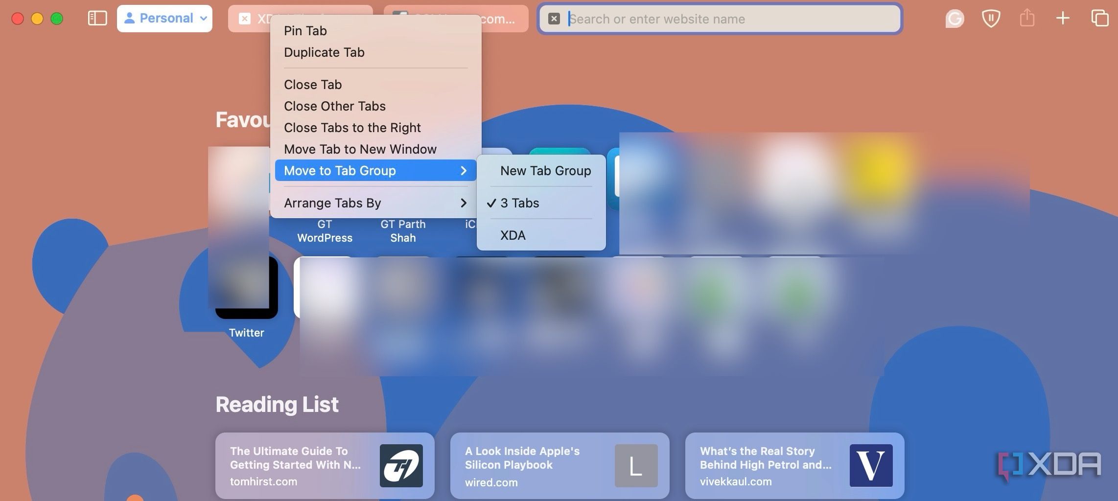 Create tab groups in Safari