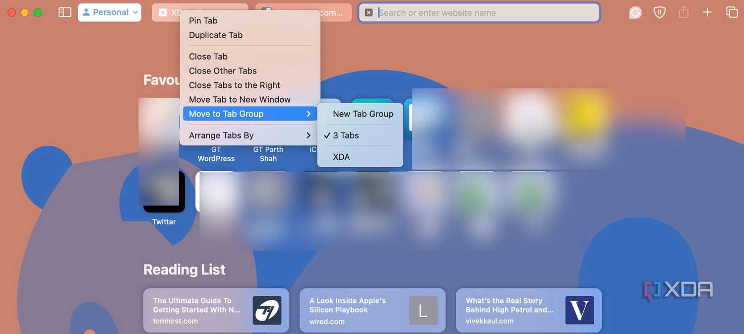 Create tab groups in Safari