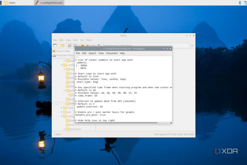 The contents of the config.yml file
