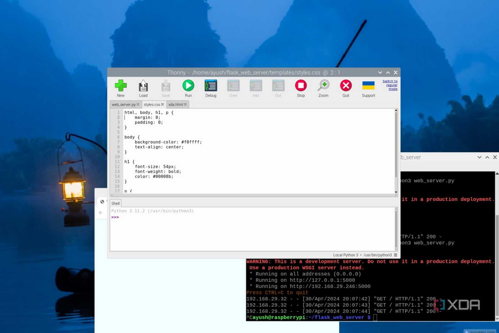 A .css file in Thonny