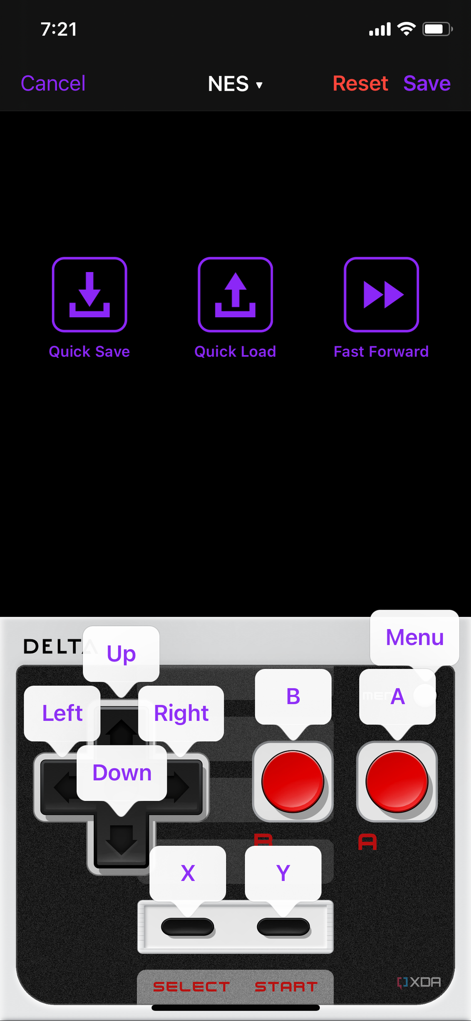 An iOS screenshot of the Delta app's buttom remapping option for Bluetooth controllers.