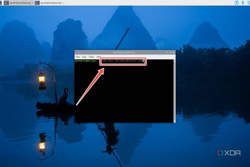 The command to open the dhclient.conf file