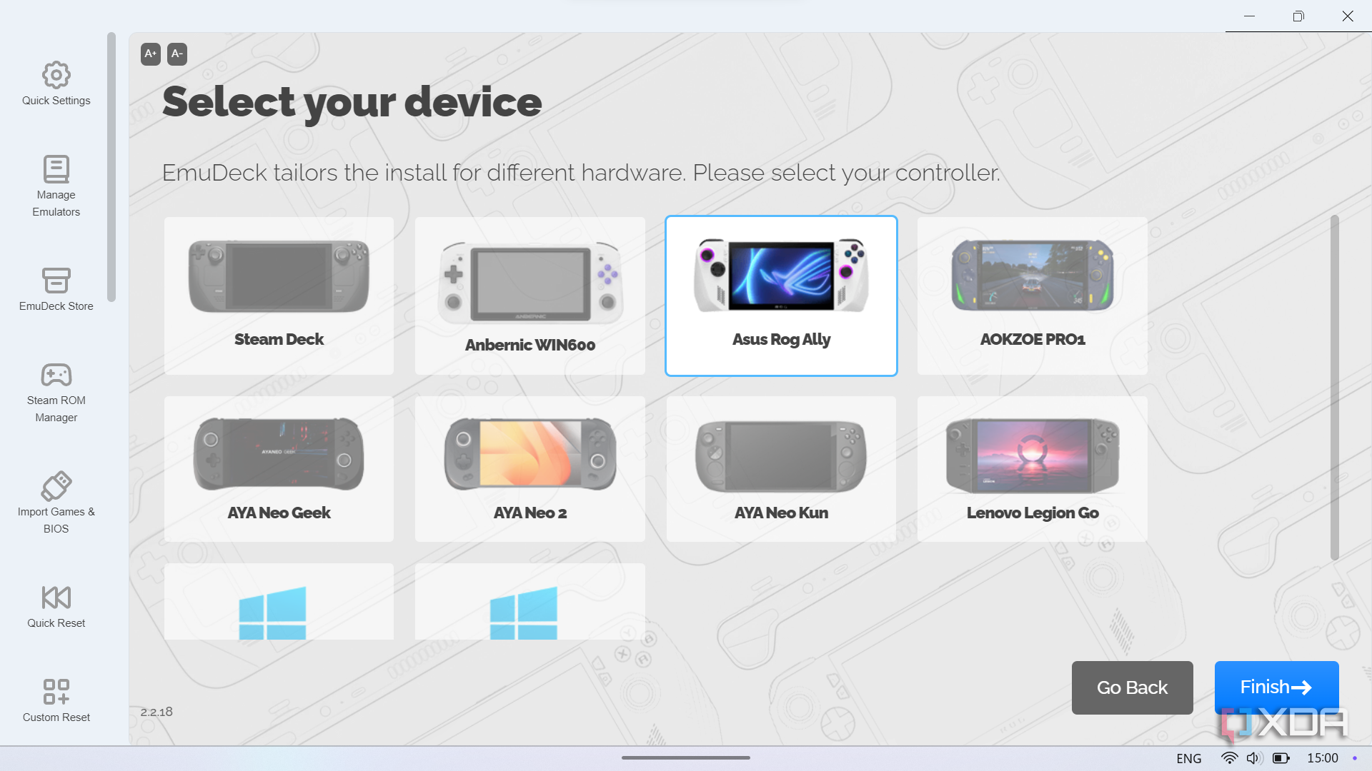 Choosing which device I'm installing EmuDeck on