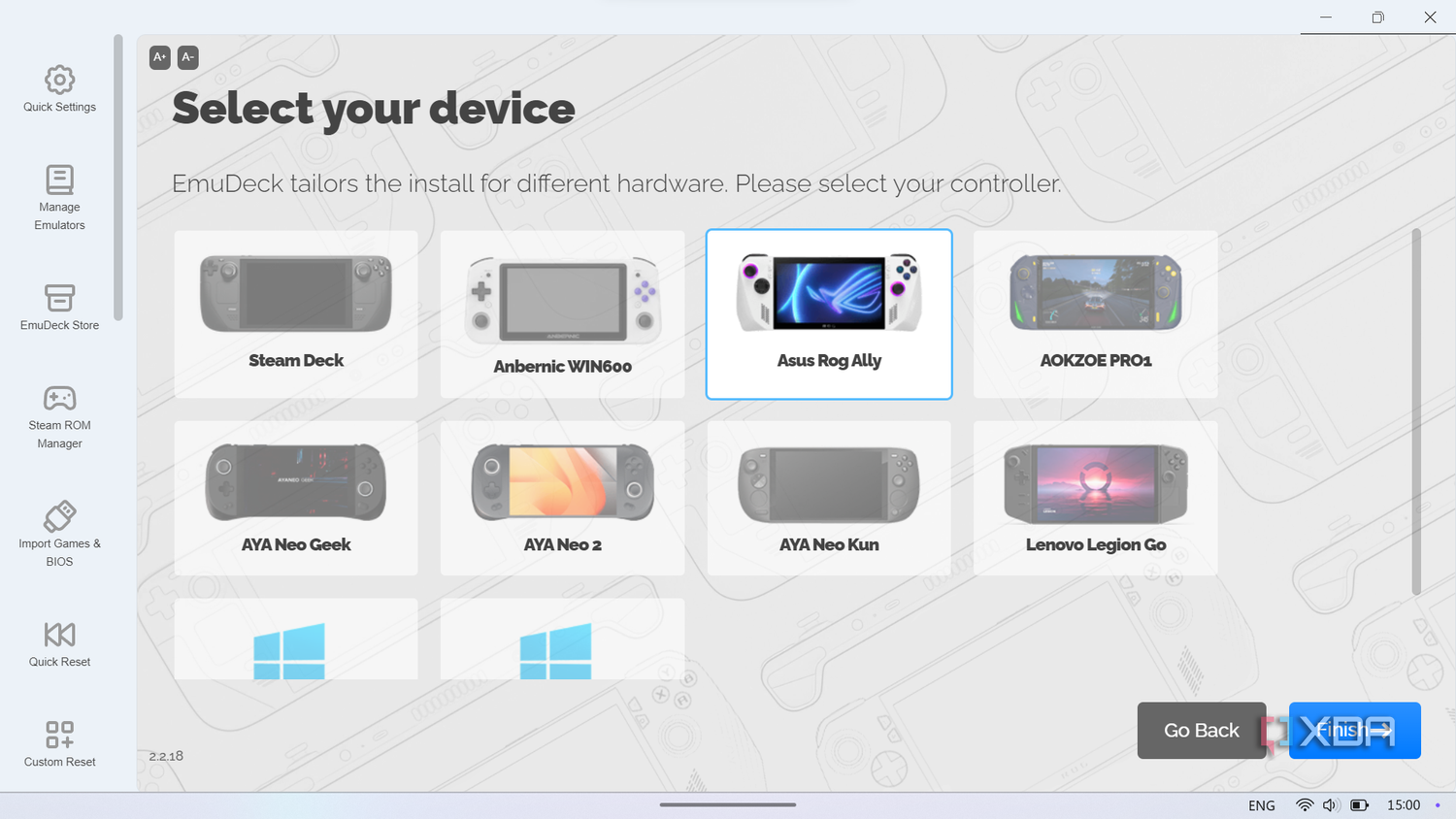 Choosing which device I'm installing EmuDeck on