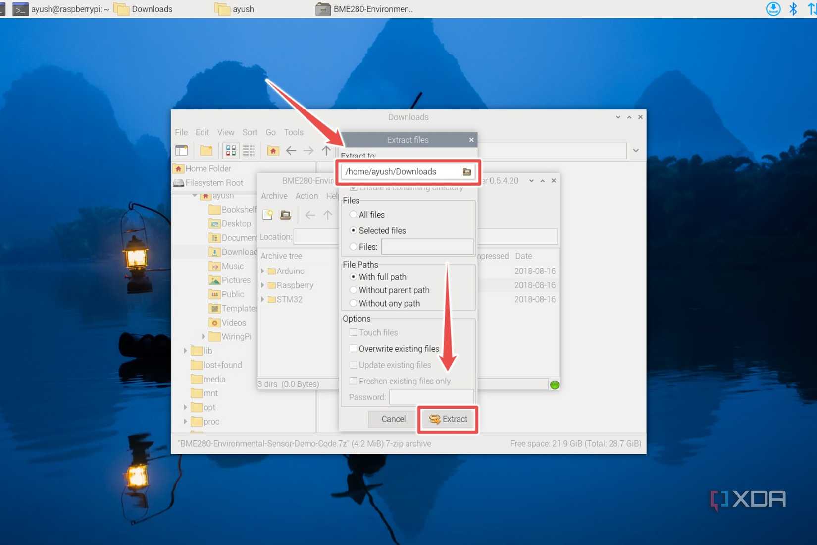 The procedure to extract the BME280 files