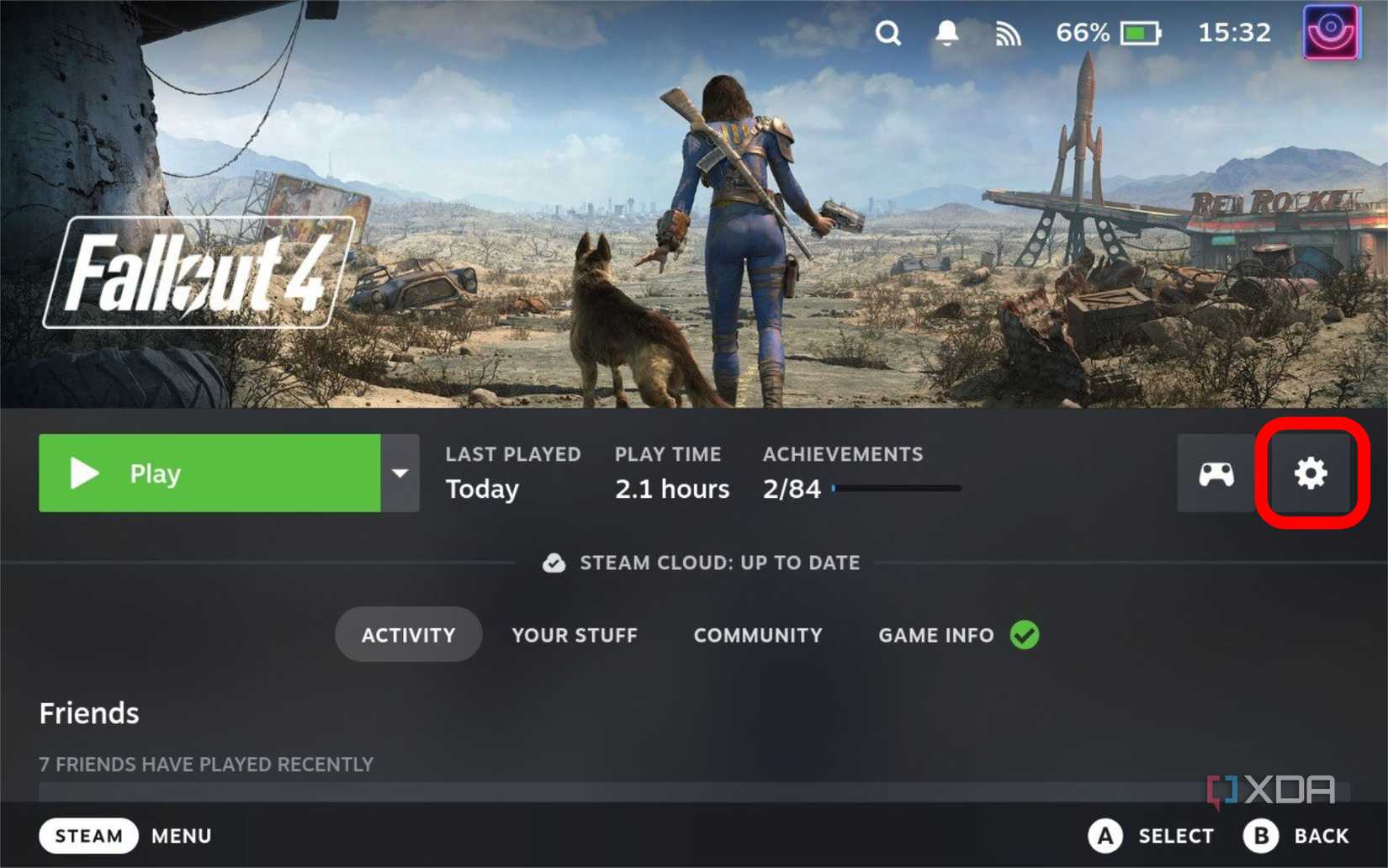 screenshot of fallout 4 on the steam deck