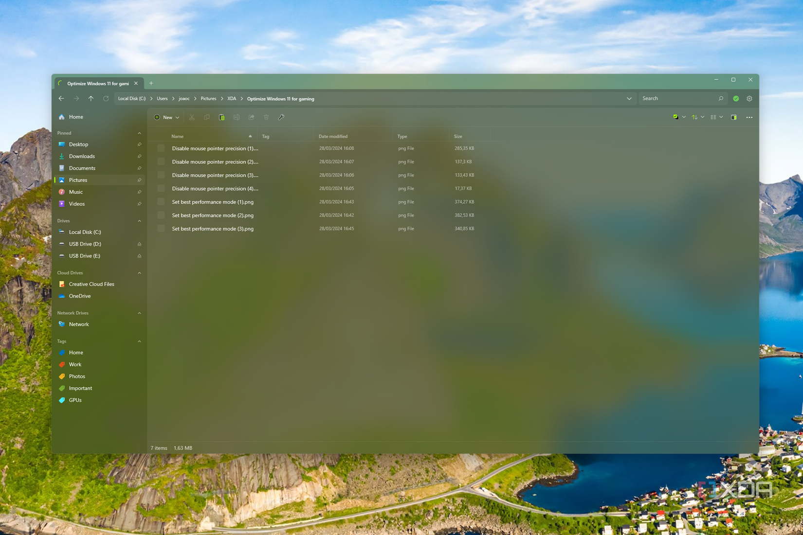 Screenshot of the Files app loading the contents of a folder