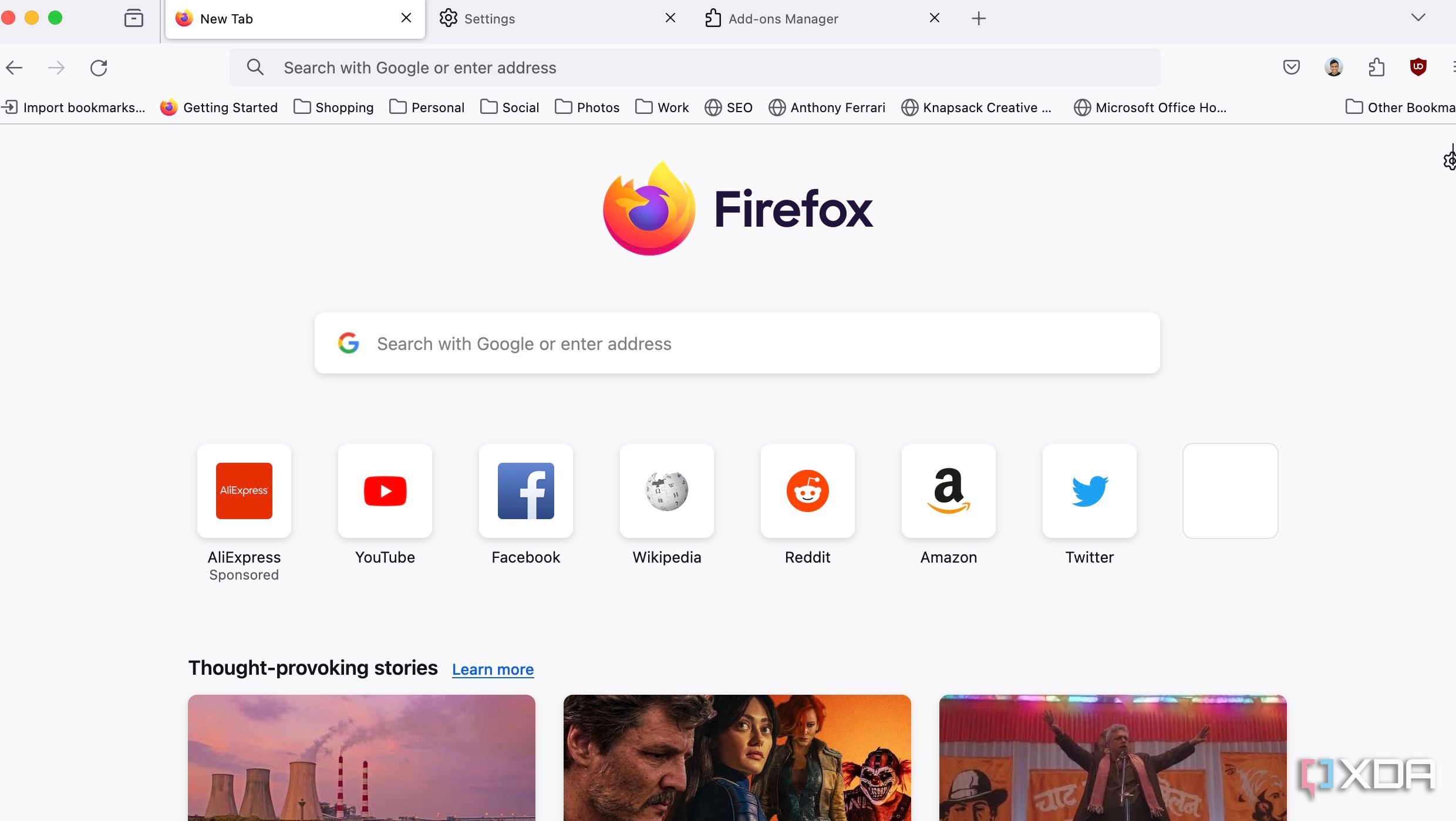 Firefox homepage