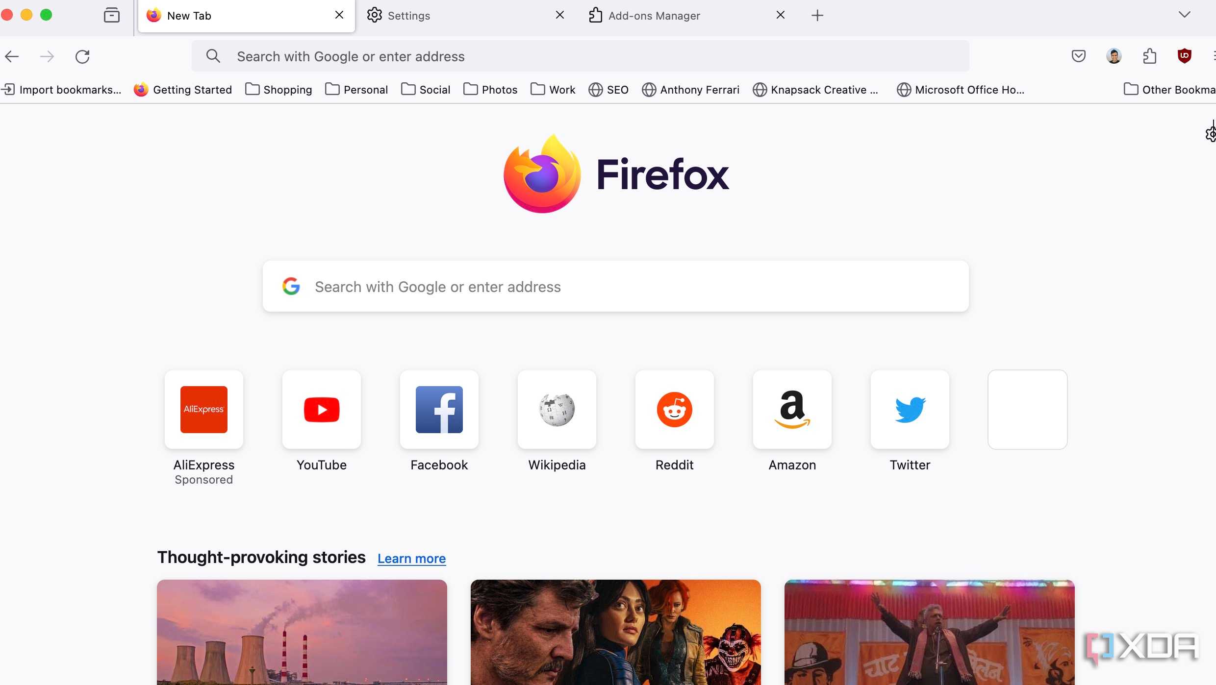 Firefox homepage