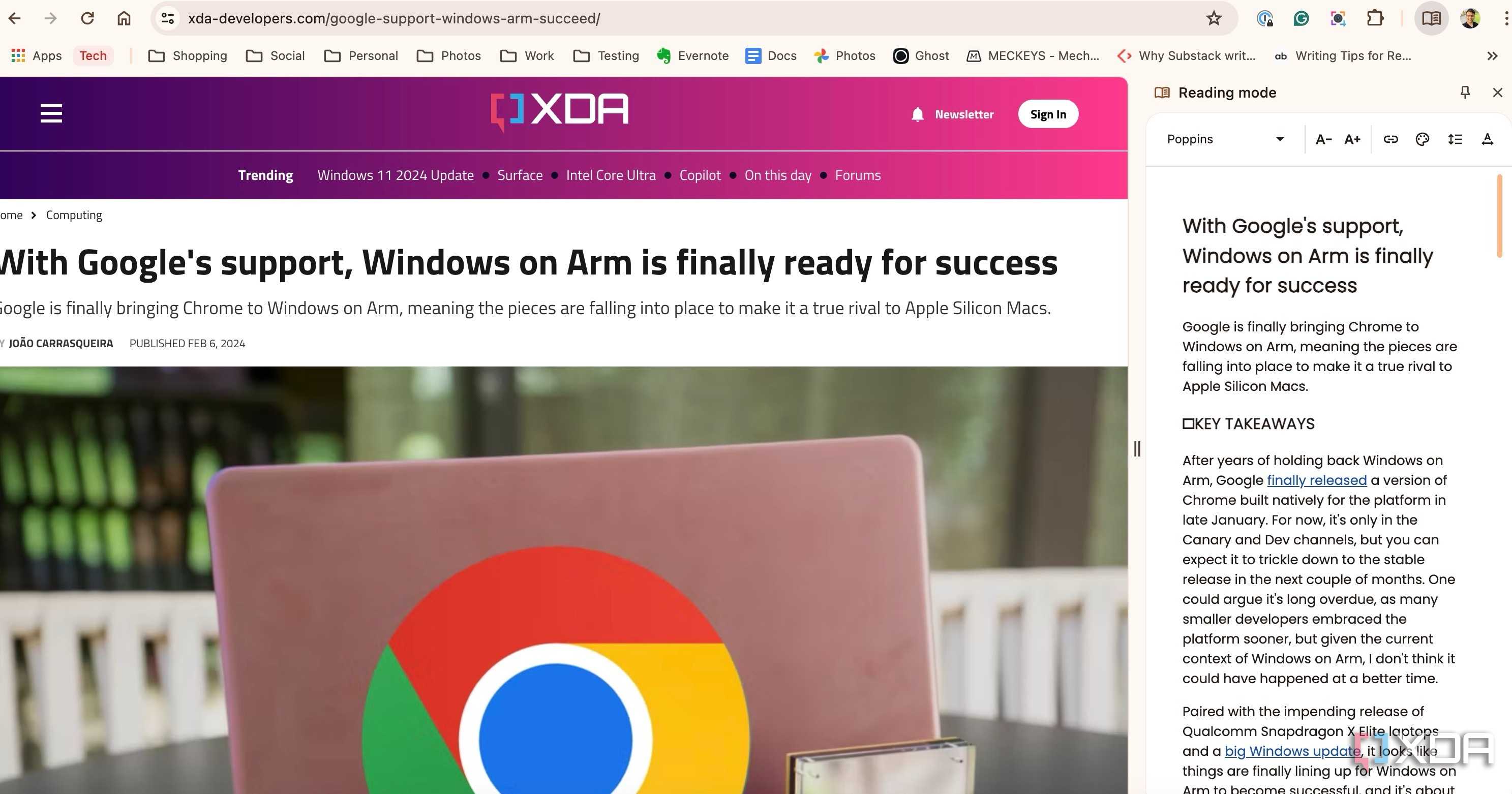 Google Chrome Reader view