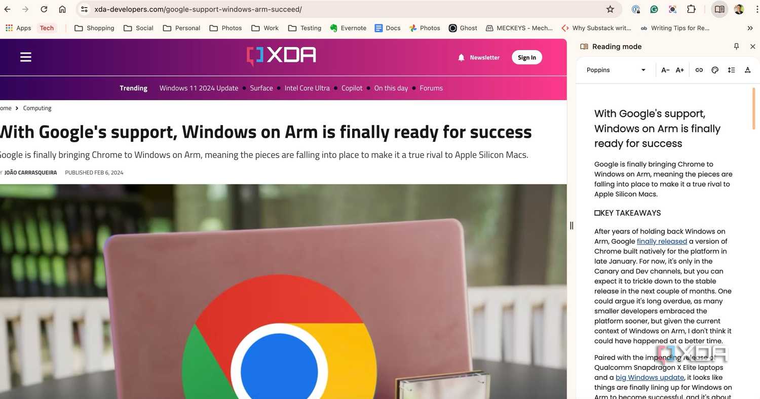 Google Chrome Reader view