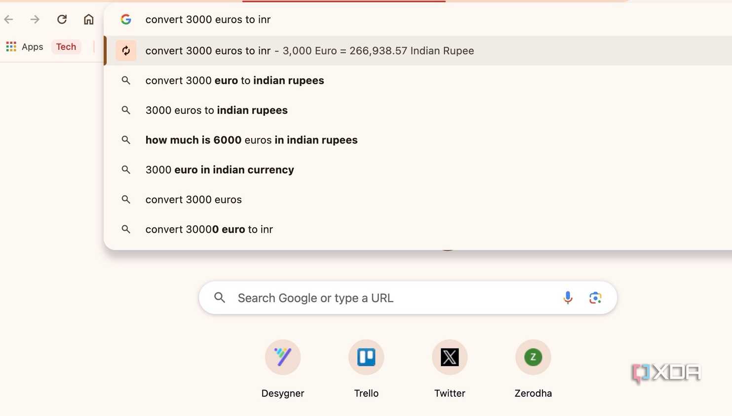 Google Chrome converstion tool in Address bar