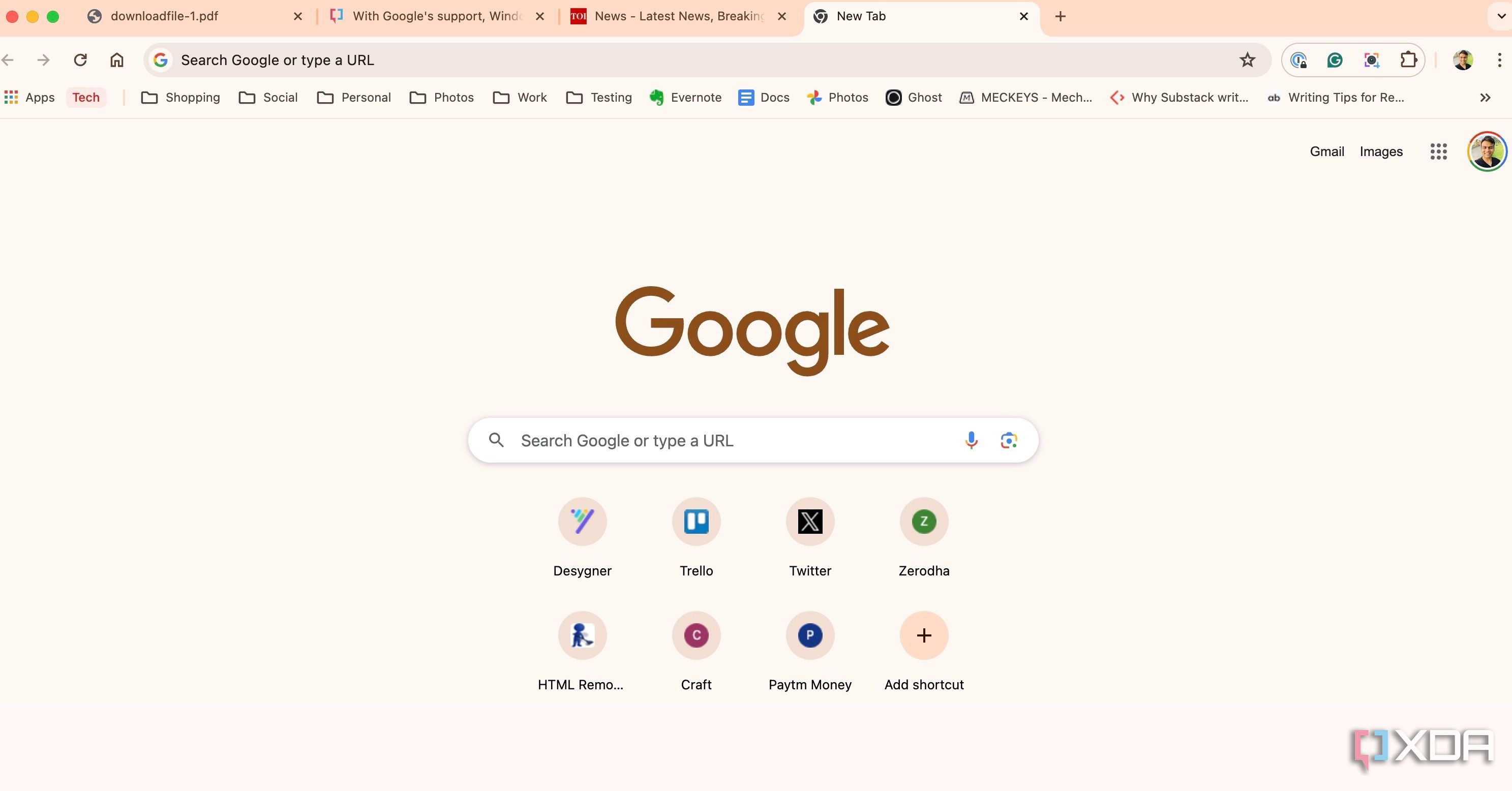Google Chrome homepage