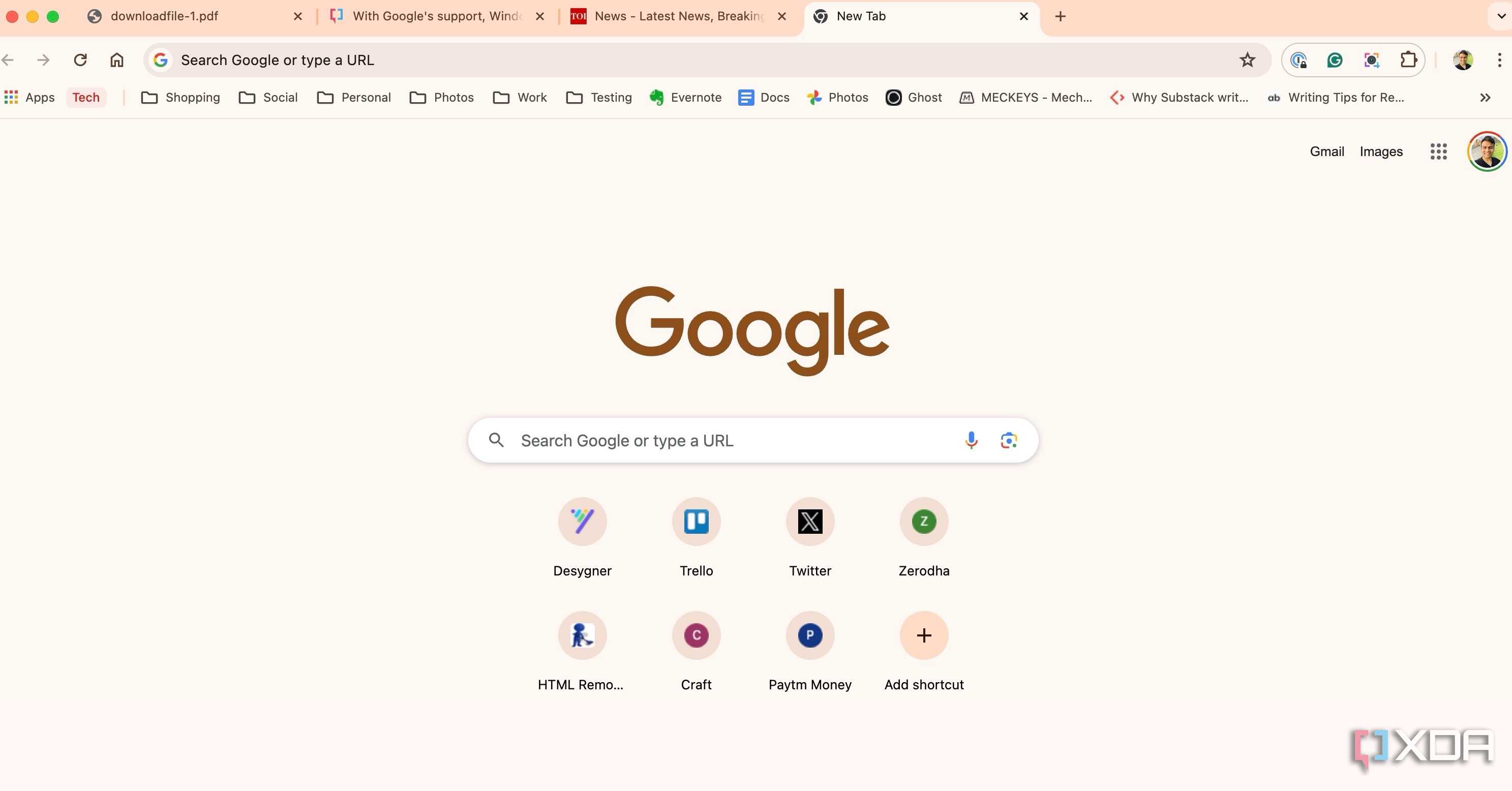 Google Chrome homepage