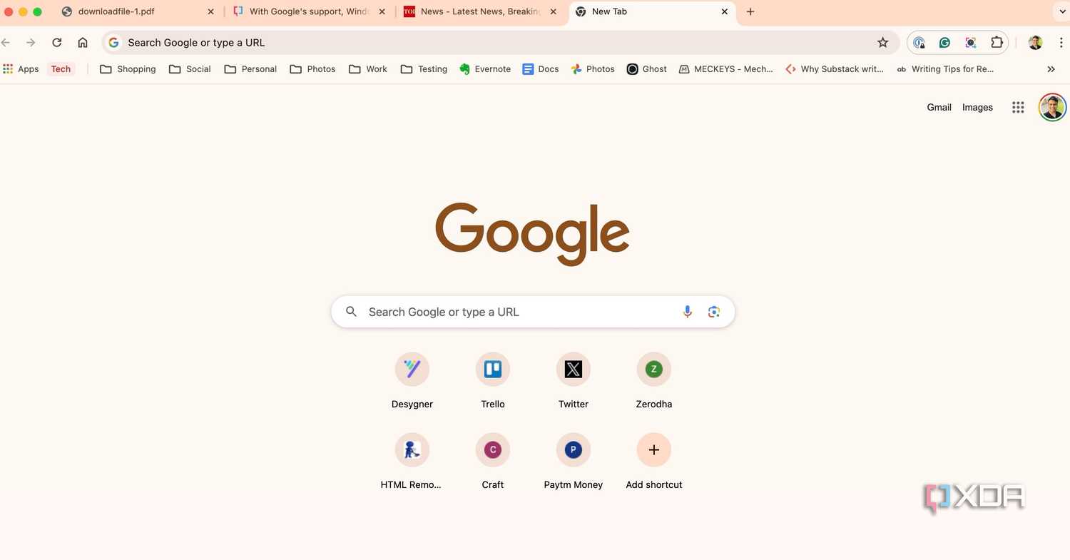 Google Chrome homepage