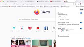 Firefox home screen customization