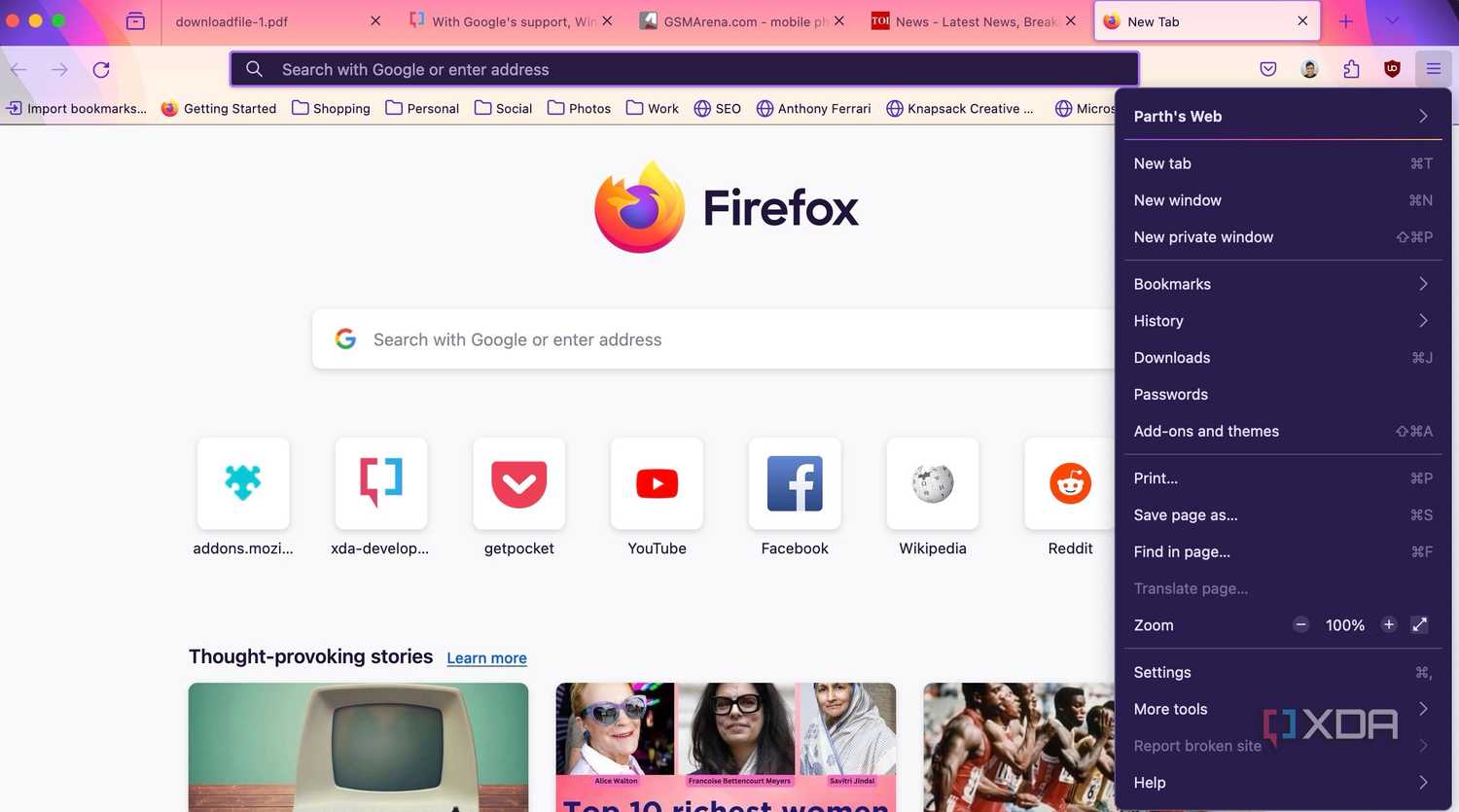 A new theme in Firefox