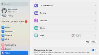 Focus mode on Mac