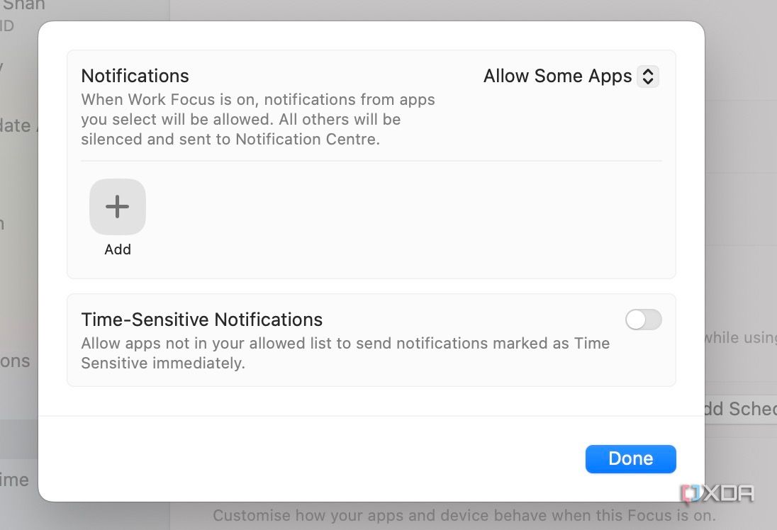 Allow notifications for focus mode on Mac