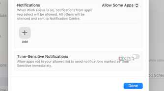 Allow notifications for focus mode on Mac