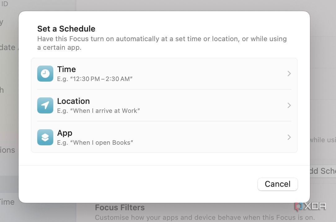Set a schedule for focus on Mac