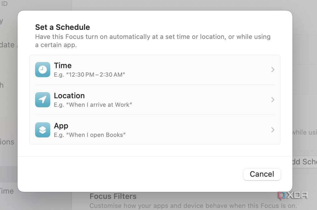 Set a schedule for focus on Mac