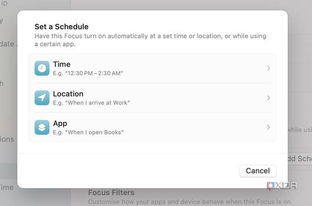 Set a schedule for focus on Mac