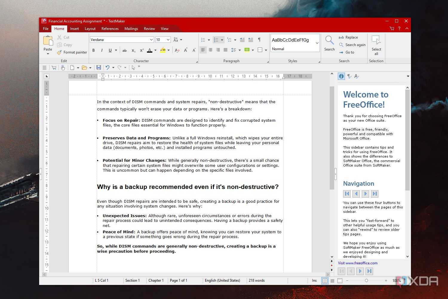 Screenshot of Text Maker, a free Microsoft Word Alternative from SoftMaker FreeOffice suite.
