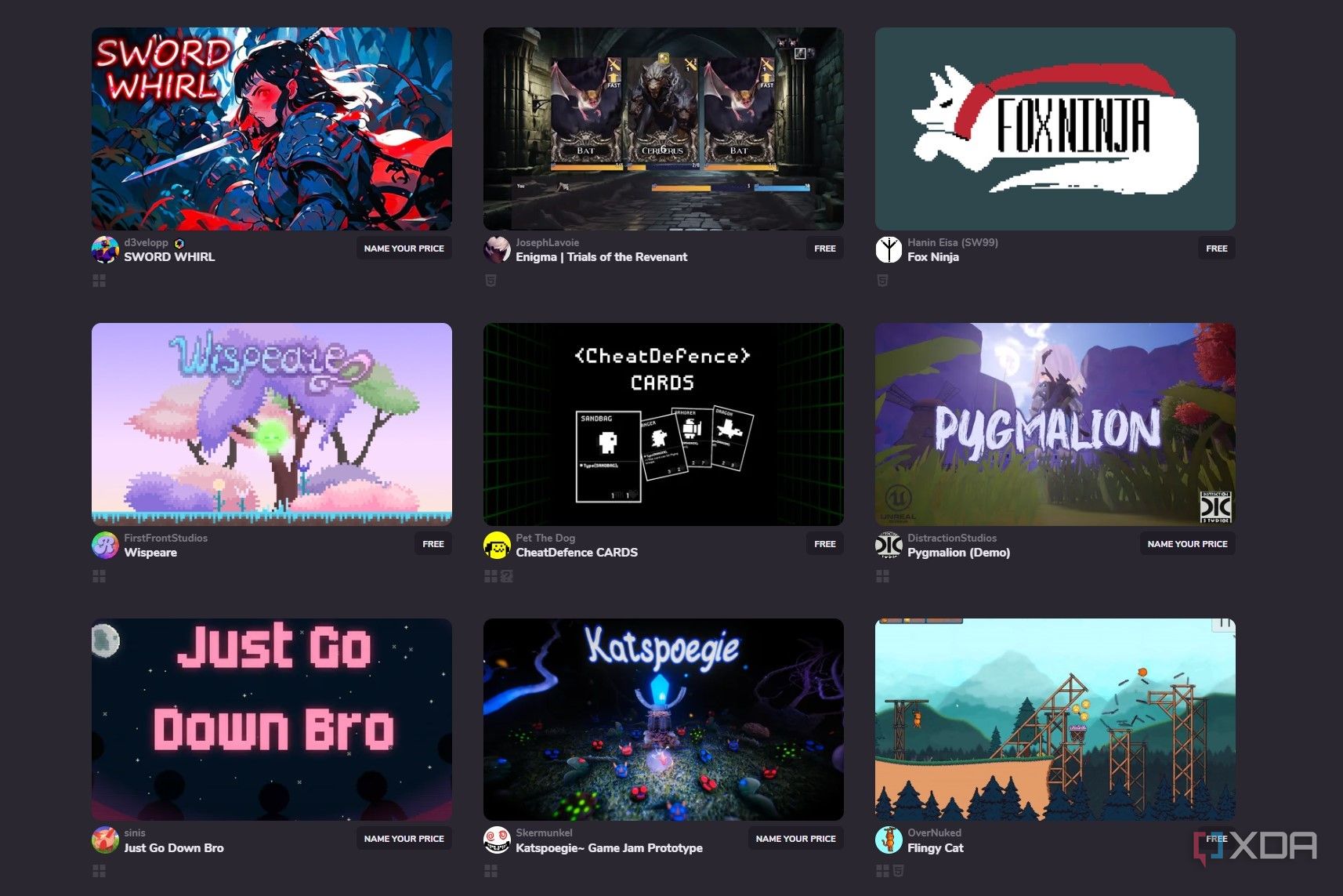 Screenshot of free hot games on Game Jolt