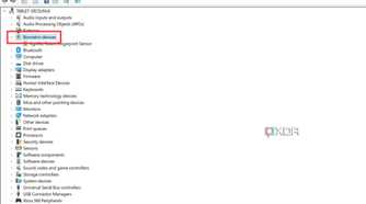 A screenshot showing the highlighted Biometric devices option in Windows Device Manager.