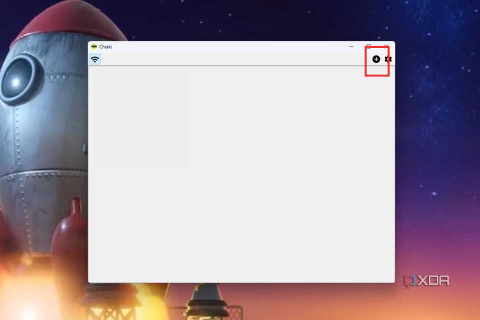 A screenshot showing the highlighted + icon on Chiaki.