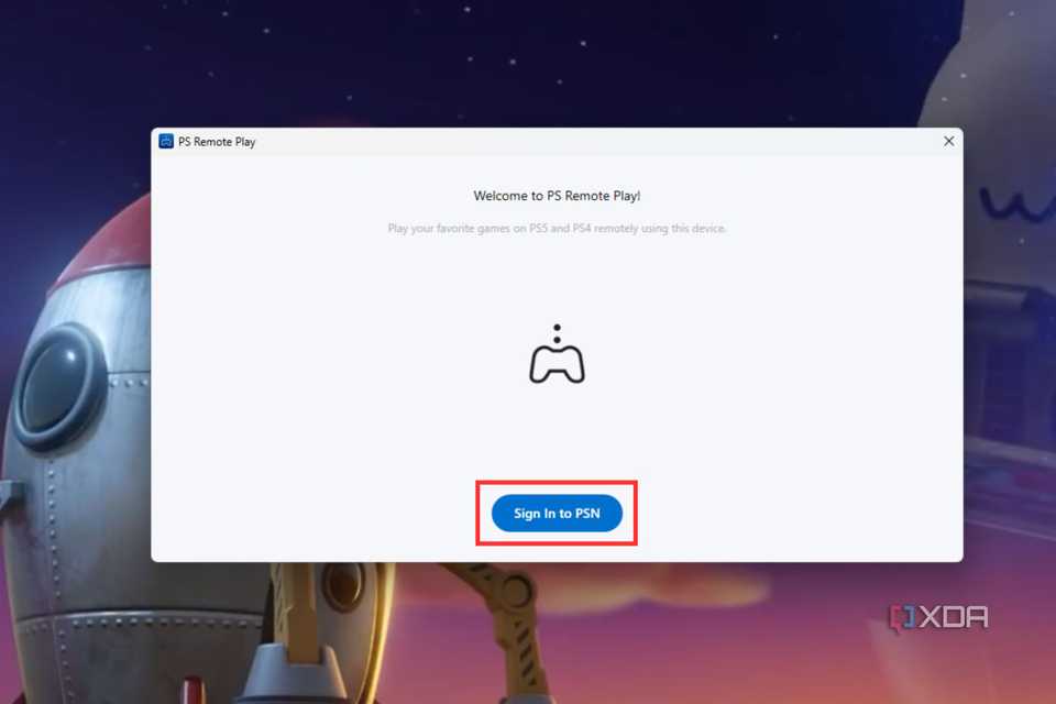A screenshot showing the highlighted Sign In to PSN button.