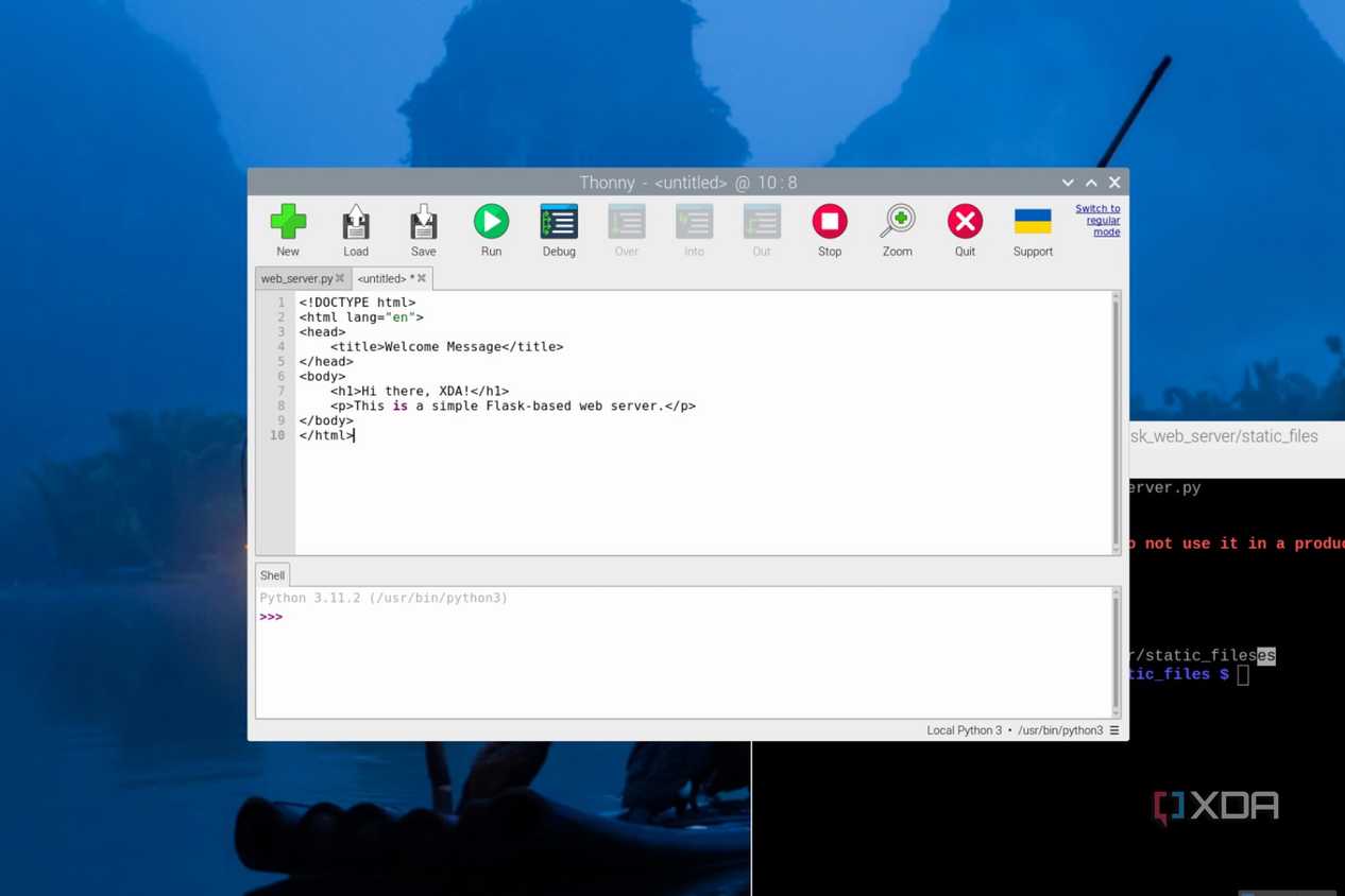 An HTML file for a web server